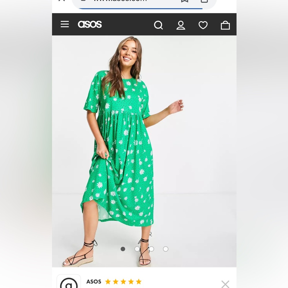 ASOS oversized midi smock dress in green daisy floral print. Worn once.Retail 40